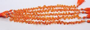 AAA Natural Carnelian Faceted Pear Shape Briolette 5x7-6x8MM Carnelian Beads 8 Inch Faceted Carnelian Pear Beads Strands Bulk - Product Image 6