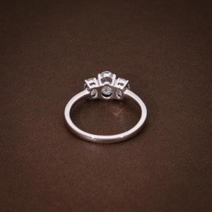 Oval Cut Diamond Three Stone <b>Ring</b> Solid White Gold Prong Setting Simple <b>Plain</b> Band Classic Engagement Half Eternity Bridal <b>Ring</b> - Product Image 4