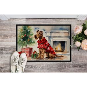 Irish Terrier Cozy Christmas Paillasson Antidérapant Lavable Low Pile 24H X 36W Intérieur Extérieur Tapis D'entrée pour Porte D'entrée - Product Image 2