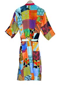 Nueva Llegada Multi Patchwork Kimono Mujeres Albornoz de Seda Bata de Noche Para Mujeres - Product Image 4