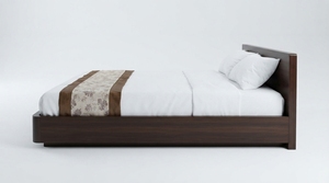 Cadre de lit double moderne en bois massif rembourré avec rangement floqué pour chambre d'appartement - Product Image 3