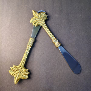 Ensemble de couteaux à beurre et de couteaux à dessert en forme de feuille de palmier dorée tropicale, cadeaux de mariage de luxe, décoration de table, écologique, durable - Product Image 4