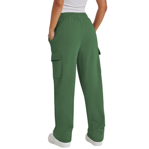 <b>Women</b> Cargo Pants Custom 100% Cotton <b>Baggy</b> Utility <b>Trousers</b> Wide Leg Mid Waist Pocket Casual Spring Ruffles Embroidery Lace - Product Image 2