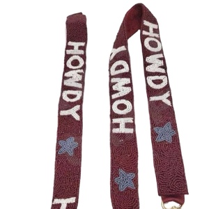 Sangle de sac à main perlée Star Howdy Sangles de sac en perles de rocaille en or blanc personnalisées pour sacs - Product Image 1