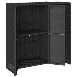 Armoire de rangement en rotin noir avec porte 39,37 x 14,17 x 40,16 pouces pour salon - Product Image 2