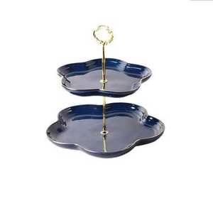 Modern Gold Metal Pedestal Fruit Bowl Leaf <b>Edge</b> Decorative Serving Tray Centerpiece Stand for Dining Table Party Decor - Product Image 2