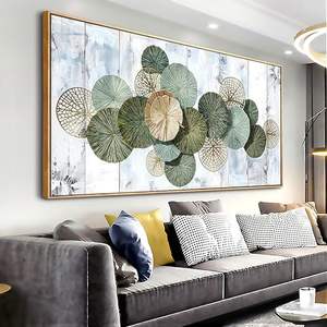 Décoration murale bohème en métal doré, peinture sur toile simple, motif portrait pour chambre à coucher, salon, salle à manger, bureau à domicile - Product Image 1