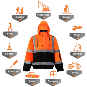 Chaqueta de trabajo de construcción para invierno, cálida, reflectante, de seguridad, con capucha, transpirable, de alta visibilidad, para hombre. - Product Image 2