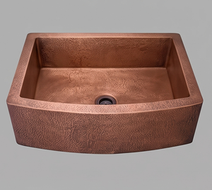 Fregadero de Cocina Rectangular de Cobre Hecho a Mano de Lujo con Acabado Mate Rústico y Un Solo Tazón - Product Image 1