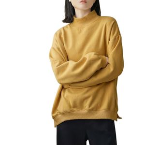 Sudadera Oversize de Cuello Alto para Mujer, Color Negro Sólido, Hombros Caídos, Manga Larga, Tejido de Algodón, Ropa de Otoño - Product Image 6