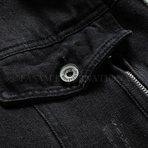 Wholesale Custom Men's Acid Wash <b>Button</b> <b>Jeans</b> Jackets Solid Color Eco-Friendly Vintage Cotton Outerwear Coat - Product Image 5