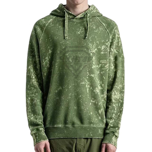 Sweat à capuche surdimensionné vert vintage pour homme, personnalisé, délavé à l'acide, en coton épais, effet vieilli, OEM - Product Image 3