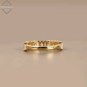 Anillo de Eternidad de Diamantes de Corte Mixto de Lujo en Oro Amarillo con Marquise y Baguette, Anillo de Boda para Mujer, Regalo de Joyería Nupcial - Product Image 2