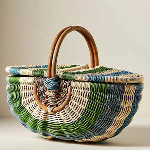 ตะกร้าฟักทองทรงกลมเป็นมิตรกับสิ่งแวดล้อม ทำจากหวายธรรมชาติ สำหรับตกแต่งบ้าน จัดเก็บของ น้ำหนักเบา ทนทาน ใช้งานได้หลากหลาย - Product Image 1