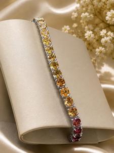 Luxvory 7.5 Inch Multicolor Tourmaline Tennis <b>Bracelet</b> 925 Sterling Silver White Gold Plated Unisex Luxury Jewelry Wholesale - Product Image 2