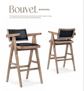 Midcentury Modern Wooden Commercial High Bar <b>Stool</b> with Upholstered Seat Backless Design for Kitchen Home Bar & Hotel <b>Dining</b> - Product Image 1