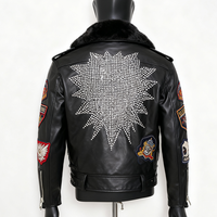 Blouson de moto en cuir imperméable personnalisé pour homme avec fermeture éclair, style streetwear, motif lettres