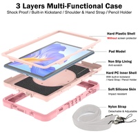 Étui de tablette portable rotatif circulaire résistant aux chocs et aux chutes pour filles et femmes, rose mignon, pour Honor X8/Honor X6/X8 Lite