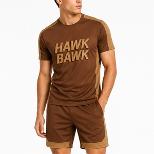 <b>Men</b>’s Casual <b>T</b> <b>Shirt</b> Shorts Set Crew Neck Quick Dry Sporty Summer Activewear Knitted <b>Polyester</b> Casual <b>T</b> <b>Shirt</b> And Shorts Outfit - Product Image 1