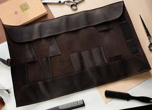 Estuche para Tijeras de Barbero de Cuero Genuino, Porta Tijeras Profesional para Estilistas, Bolsa de Herramientas para Salón con Clip para Cinturón LBSP-0001 - Product Image 5