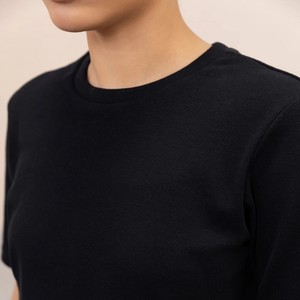 Unisex <b>Black</b> Half Sleeve Crew Neck Regular Length T-Shirt Solid Color Minimalist Jersey Cotton <b>All</b> Seasons Slim Fit Eco-Friendly - Product Image 5