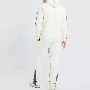 Survêtement d'hiver pour homme, coupe classique, 100 % coton, 340 grammes, avec logo imprimé à rayures, pantalon empilé, personnalisable, vente chaude - Product Image 6