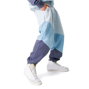 Pantalon de jogging décontracté pour homme, color-block, taille élastique avec cordon de serrage, design épissé, en coton mi-lourd, style automne - Product Image 4