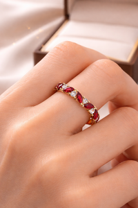 Anillo de Eternidad de Lujo con Corte Marquesa de Rubí, Elegante Regalo de Aniversario para Mujer - Product Image 1