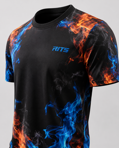 Camiseta RITS para Hombre, Manga Corta, Cuello Alto, Informal, de Forro Polar, Poliéster/Algodón, Negra con Dorado, Sublimación, Secado Rápido, Corte Regular - Product Image 6