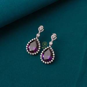 Rylie Lavender CZ Designer Fashion Drop Earrings - Product Image 1