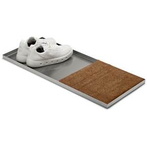 Rectangular Metal Storage <b>Tray</b> with Embossed Floral Scroll Design Single Tier Classic Home Entryway Decorative Boot <b>Tray</b> - Product Image 5