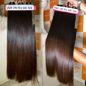 Extensions de cheveux humains vierges vietnamiens non traités, cuticules alignées, lisses comme des baguettes, pointes brunes, matière première brute, lot combiné, perruque - Product Image 5