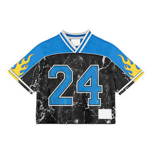 Camiseta Deportiva Retro Personalizada de Secado Rápido y Absorción de Humedad con Cuello en V, Estampada, para Hombre, Estilo Fútbol, Corta, Cuadrada, de Malla, Talla Grande - Product Image 5