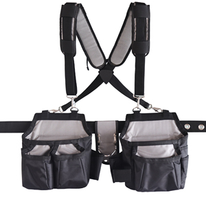 Adjustable Waist Tool Bag With 10-14 Pockets Multi-Function Tool Storage Belt For Universal Use Black Polyester Lining - Product Image 1