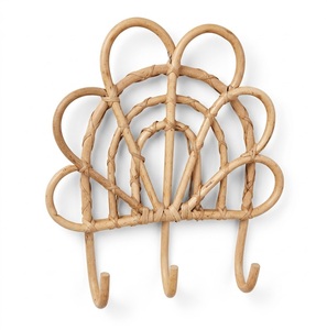 Custom Handmade Rattan Flower Wall Mounted Coat <b>Hook</b> for Kids Nursery Bedroom Boho Children OEM ODM Wholesale Vietnam Supplier - Product Image 1