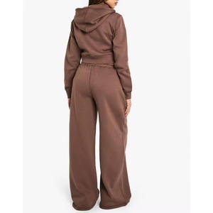 Pantalones de chándal de invierno de moda para mujer, de cintura alta, con cordón, ecológicos, de pierna ancha acampanada - Product Image 5