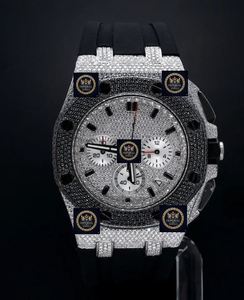 Montre de luxe moderne sport hip-hop en acier inoxydable avec diamants Moissanite VVS 42 mm Date Unisexe - Product Image 1