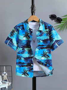 Chemise pour homme à imprimé floral, col rabattu, manches courtes, tricotée, décontractée, été, golf, mode, boutonnée, tee-shirt 140g - Product Image 4