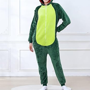 Combinaison en polaire à capuche pour femme, motif dinosaure vert, manches longues, pyjama d'hiver confortable, design de dessin animé doux - Product Image 4