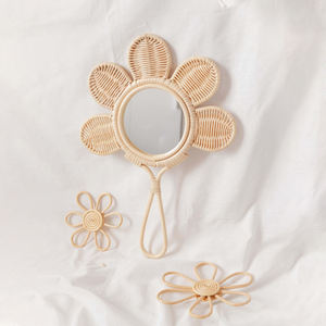 Premium quality cute rattan kid handheld <b>mirror</b> Vietnam handicrafts hand held <b>mirrors</b> for children - Product Image 3