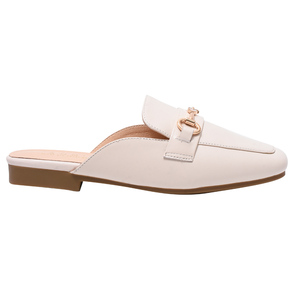 Mocasines Ann'S de Punta Cuadrada, Cuero Genuino, Beige, Planos, con una Sola Correa y Hebilla, Sin Cordones, para Todas las Temporadas, Color Sólido - Product Image 2