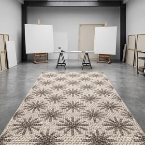 Handwoven <b>Cream</b> <b>Grey</b> Solid Color Wool Anti-Slip Modern Minimalist Area <b>Rug</b>-Home & Commercial Use Floor Carpet - Product Image 3