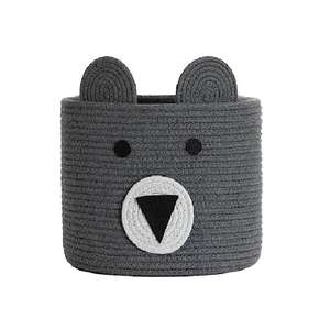 Panier pour bébé en corde de coton tressée rouge avec poignées, panier de rangement pour jouets, vêtements et linge de la crèche - Product Image 5