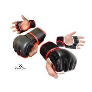 ถุงมือต่อสู้แบบเปิดนิ้วสไตล์ UFC สำหรับมืออาชีพ ทำจากหนังแท้ สำหรับการต่อสู้ในกรง  รับผลิตตามแบบ (OEM) ขายส่งสำหรับมวย - Product Image 1