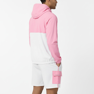 Custom Windbreaker Tracksuit Set Hooded Jacket <b>Cargo</b> Shorts Two Tone Color Block Pink <b>White</b> Streetwear Casual Lightweight Set - Product Image 4