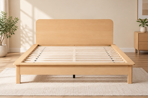 Base de Cama Queen Japonesa con Diseño Geométrico Limpio y Bordes Suaves para Dormitorio Moderno, Ideal para Proyectos de Diseño de Interiores - Product Image 1