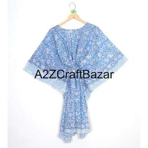 Robe longue bohème hippie en coton tissé à la main avec imprimé floral, style kaftan, pour femme, idéale pour l'été et la plage - Product Image 2