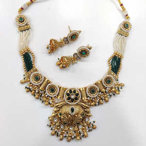 Gold Plated Pota Stone <b>Pearls</b> Necklace <b>Set</b> 12162360GR Elegant Fine <b>Jewelry</b> <b>Set</b> - Product Image 1