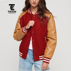 Chaqueta Varsity Transpirable para Mujer con Mangas de Lana y Relleno de Algodón, Top Corto Personalizable, Servicio OEM, Mejor Calidad - Product Image 1