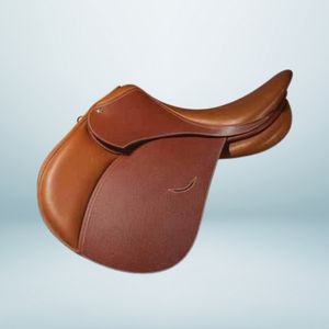 ZEN HORSE WORLD Silla de montar de cuero con flecos delanteros, de contacto cerrado, de cuero aceitado, con armazón de madera y plástico, para carreras, salto y eventos ecuestres - Product Image 1